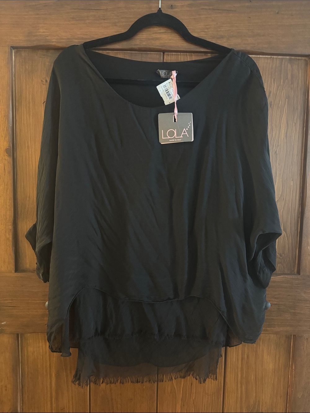 lola Black Layered Dolman Sleeve Tunic Top